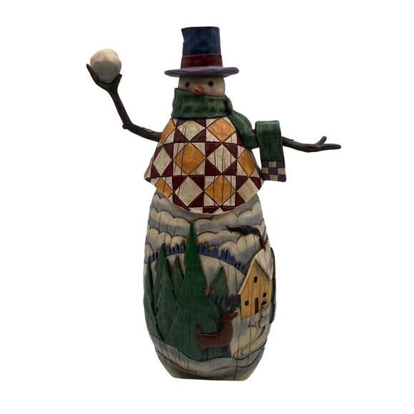 Jim Shore SIGNED 2004 Collectors Heartwood Creek 12" Winter Mischief Snowman - Picture 11 of 12